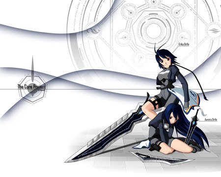 The Core Project - white, sword, long hair, anime