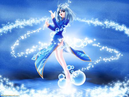 Kawai girl - anime, girl, fantasy, blue