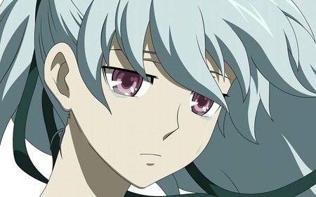 Darker Than Black - tears, darker than blac, anime, yin, hair ribbon, purple eyes, silver hair