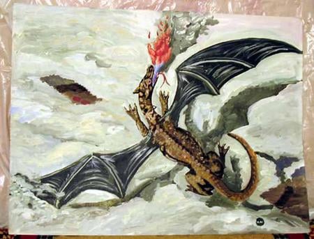 dragon_rider - fire, dragon, ice, painting, other