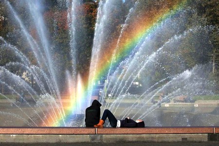 Fountain in Seattle - fountain, picture, rainbow, beautiful, seattle