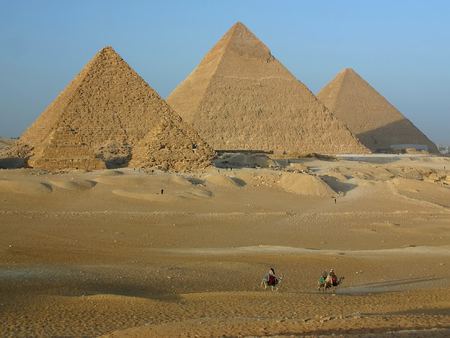 Giza Pyramids - giza, desert, egypt, pyramids