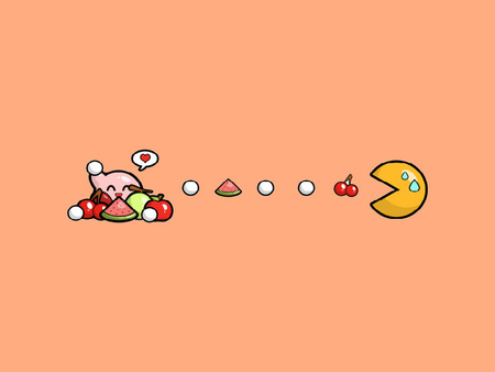 if only - kirby, pacman, pink, fruit