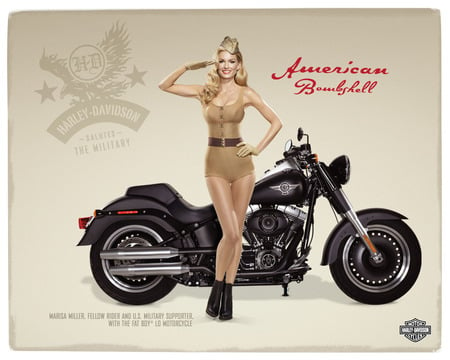 American-Bombshell - harley, bike, model, babe