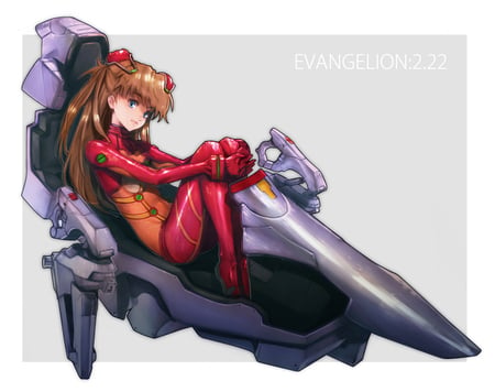 Asuka Langley - cockpit, pilot, genesis, girl, eva, neon, evangelion, plugsuit, red, mechanical, tech, mecha