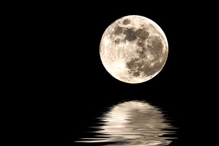 MOON OVER LAKE - moon, night, lake, reflection