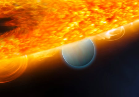 A Solar System - space, starflares, planet, close, heat, surface