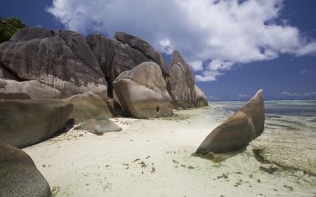 Dream like Rocks - beaches, sky, ocean, nature, beautiful, clouds, blue, formations, rock, sand