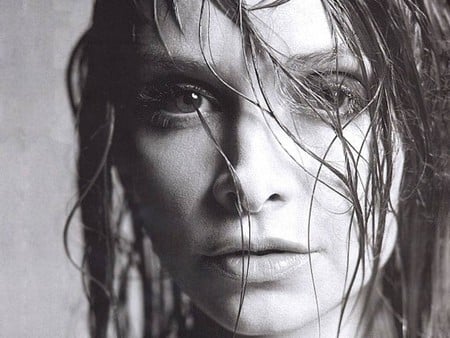 Calista Flockhart - pretty face, actress, female, black and white, nice pic