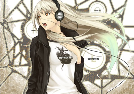 headset girl - anime, girl, black, headset