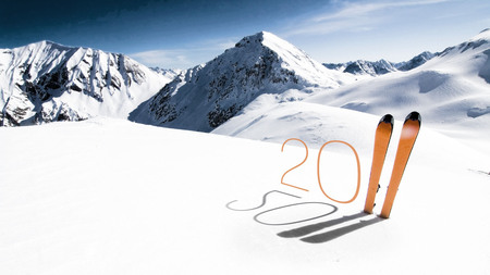 Skiing In 2011 - mountains, winter, beautiful, year, sky, clouds, ski, 2011, skiing, nature, snow, new year