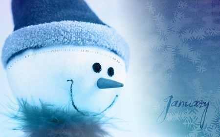 Snowman Calendar - snowman, nature, snow, blue, january, beautiful, winter, calendar