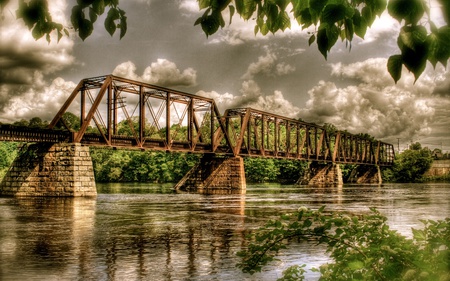 The Railroad Bridge - archicteture, hdr, bridge, river