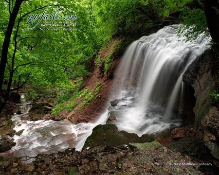 Waterfall - nature, green, forest, waterfall