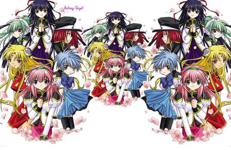 Galaxy angel Eternal Lovers - forte, chitose, ranpha, vanilla, milfeulle, mint, anime, flower petals