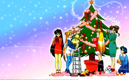 Sailor Moon Christmas - ami, rei, anime, usagi, makoto, minako, sailor moon