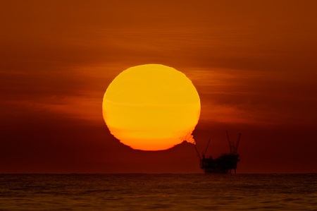 The source of the sun!!!! - sunset, hot, boat, sea, orange, worm