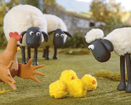 Shaun the Sheep - cartoon, chicken, sheep, country, shaun