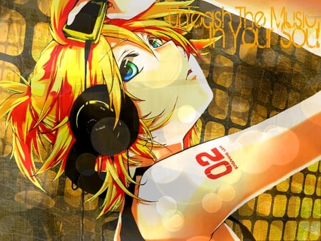 lin listening to music - anime, music, vocalod, lin