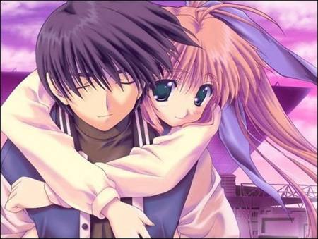 anime couple - girls, sundown, boy, anime, couples