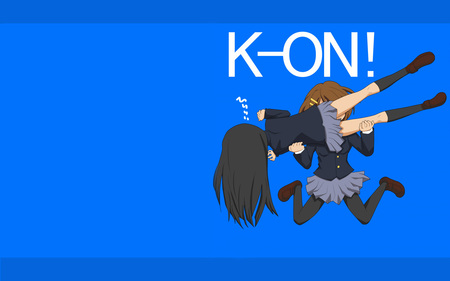 K-on!! - mio, black hair, blue background, yui