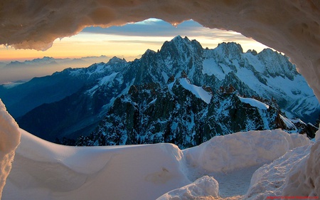 mountains - mountains, landscape, blue, snow