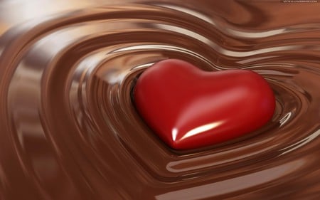 chocolate heart - chocolate, sweets, heart, red