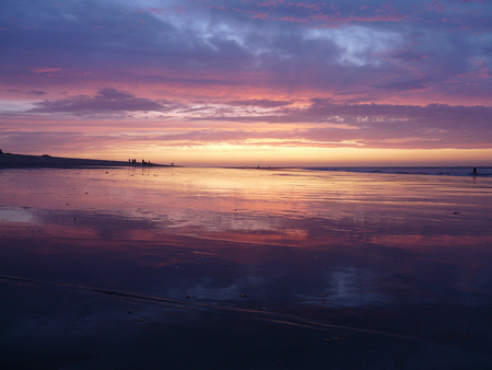 Sunset after a big storm had passed - beach, sunset, sea, storm