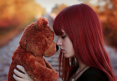 Secrets - girl, female, bear, teddy, photograph