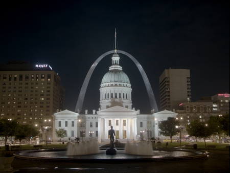 St Louis Arch - arch, building, louis, night, st