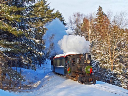 Train in Snow - in snow, train, picture, beautiful