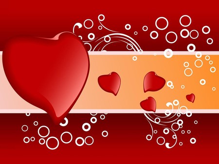 Red hearts - valentine day, abstract, heart, red