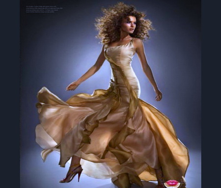 Shimmer - woman, beauty, gold gown, movement