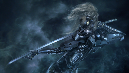 remeo jonathan - weapon, long hair, metal gear, sword, armor