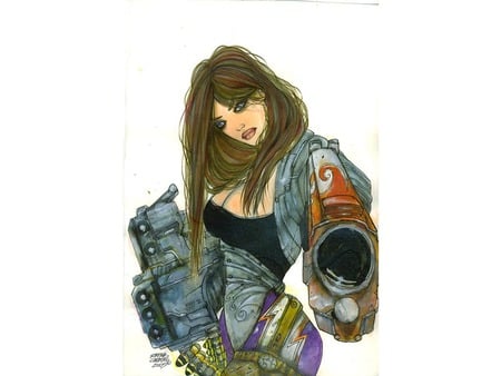 Disorder - disorder, fantasy, comic, female, gun, art