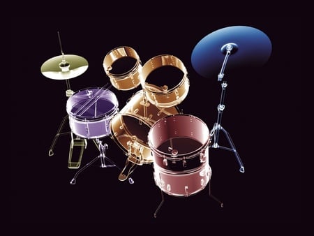 transparent drums - enterainment, drum, blue, drums, gold, pink, others, music, colorful, transparent, purple, funny, 3d, color, amber