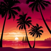 palms and purple sky 