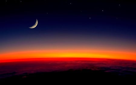 Half Moon - heaven, moon, horizon, beautiful, view, sky