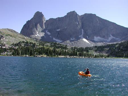 Alone in nature - nature, alone, trees, mountain, man, river, water, boat