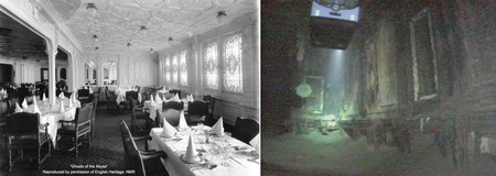 Grand Saloon - before and after - sank, voyage, cruise ship, dinning