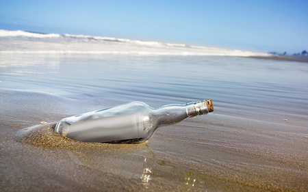 Message In A Bottle - beach, bottle, sand, message