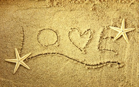 Love - pretty, starfishes, romantic, beach, beautiful, photography, valentines day, letters, beauty, romance, lovely, with love, love, sand, nature, nice