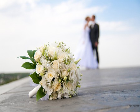 Wedding bouquet - white, wedding, together, bouquet, life, bride, couple