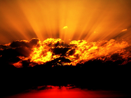 Sunset - nature, sky, yellow, sun, sunsents, sunset, black, gold