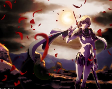 claymore - roses, sun down, anime, claymore, clare