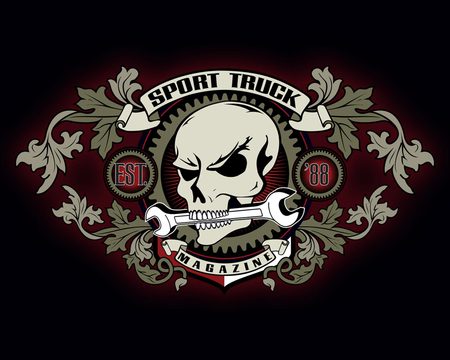 Sport Truck Skull - skull, wrench, black, sport truck