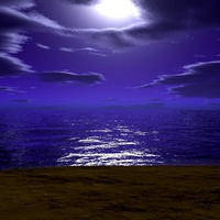 NIGHT BEACH WITH FULL MOON