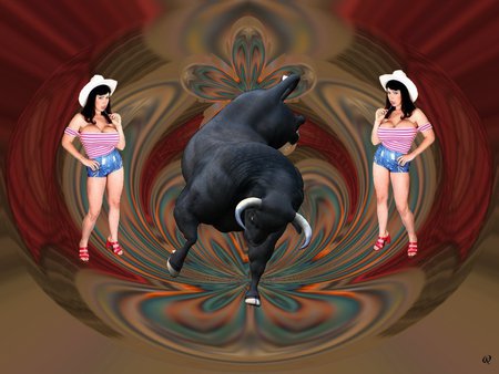 The Bull - eye candy, collage, 3d, fractal, abstract