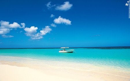 A Caribbean Cruise - blue water, beach, caribbean, boat