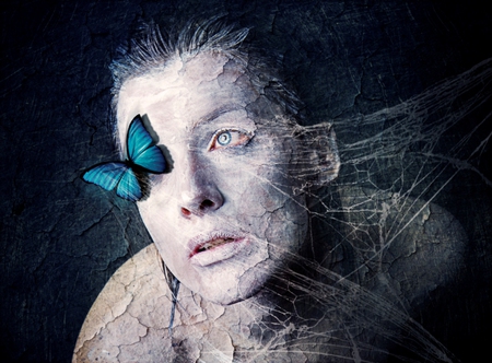 Butterfly Effect - girl, female, fashion, gothic, model, face, amazing, butterfly, abstract